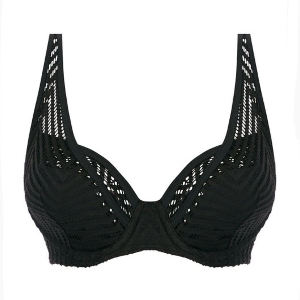 NWT - Sz 28DD- Freya Urban High Apex Bikini Swim Top in Color Night- Black